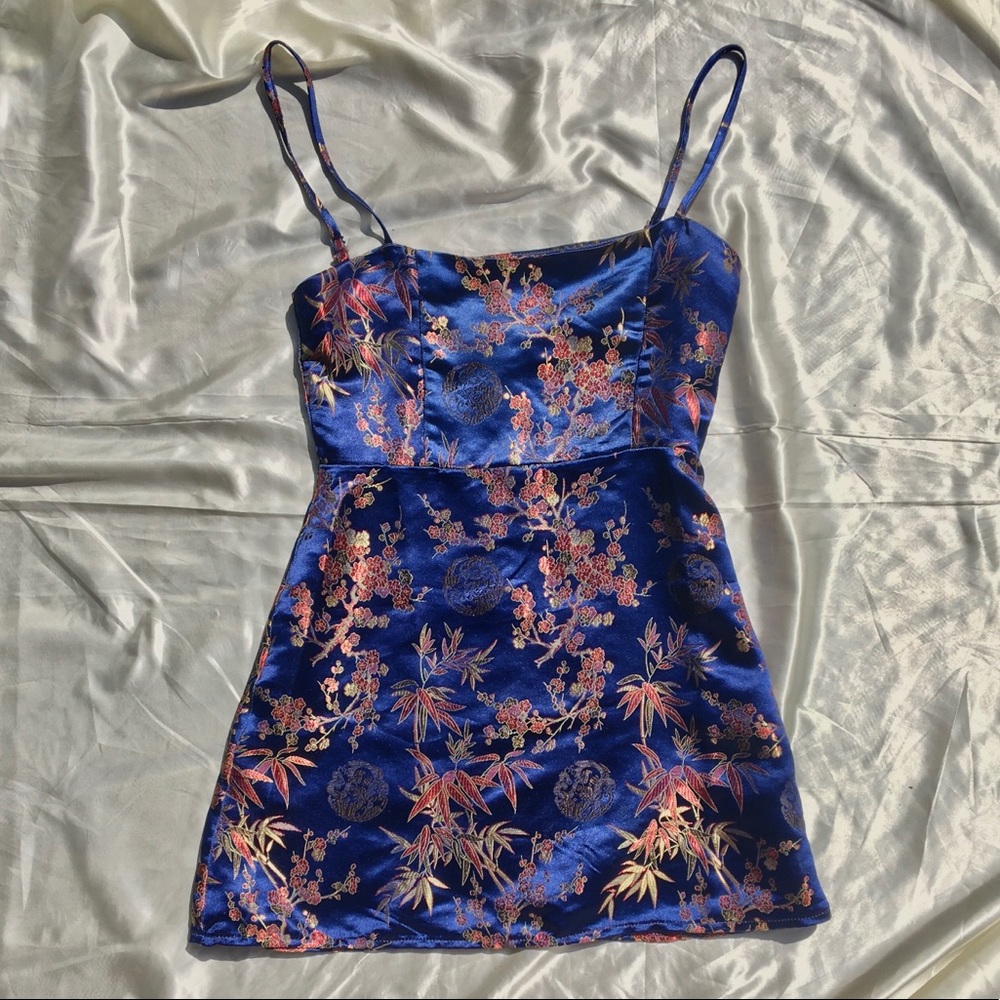 printed satin mini dress